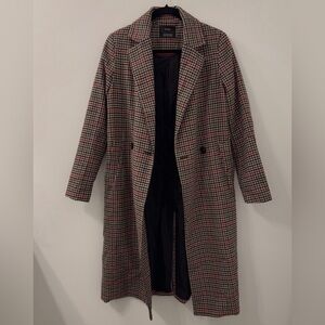 Bershka Long Women's Houndstooth Coat